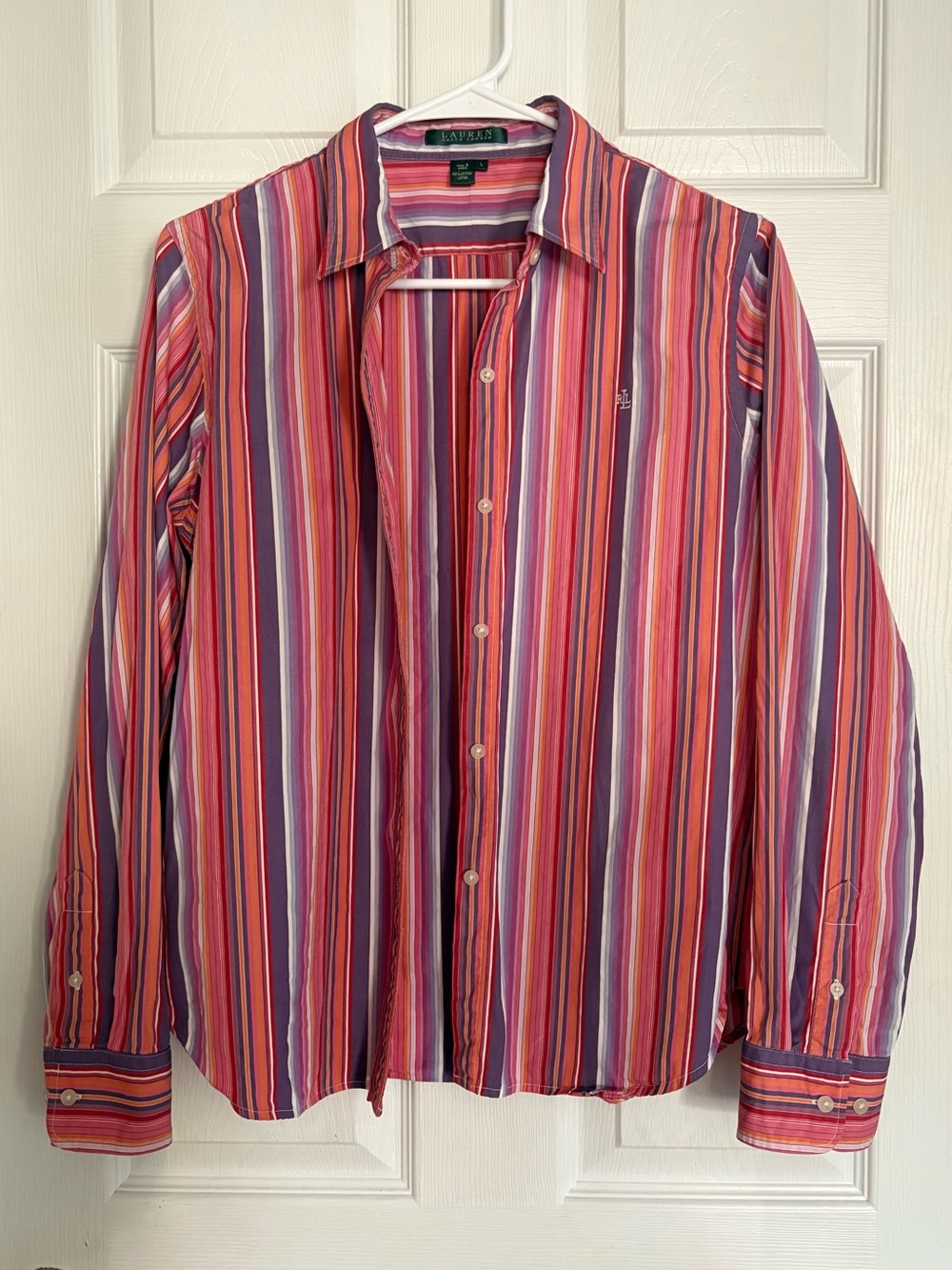 Lauren Ralph Lauren Striped Cotton Button Up Shirt Size L